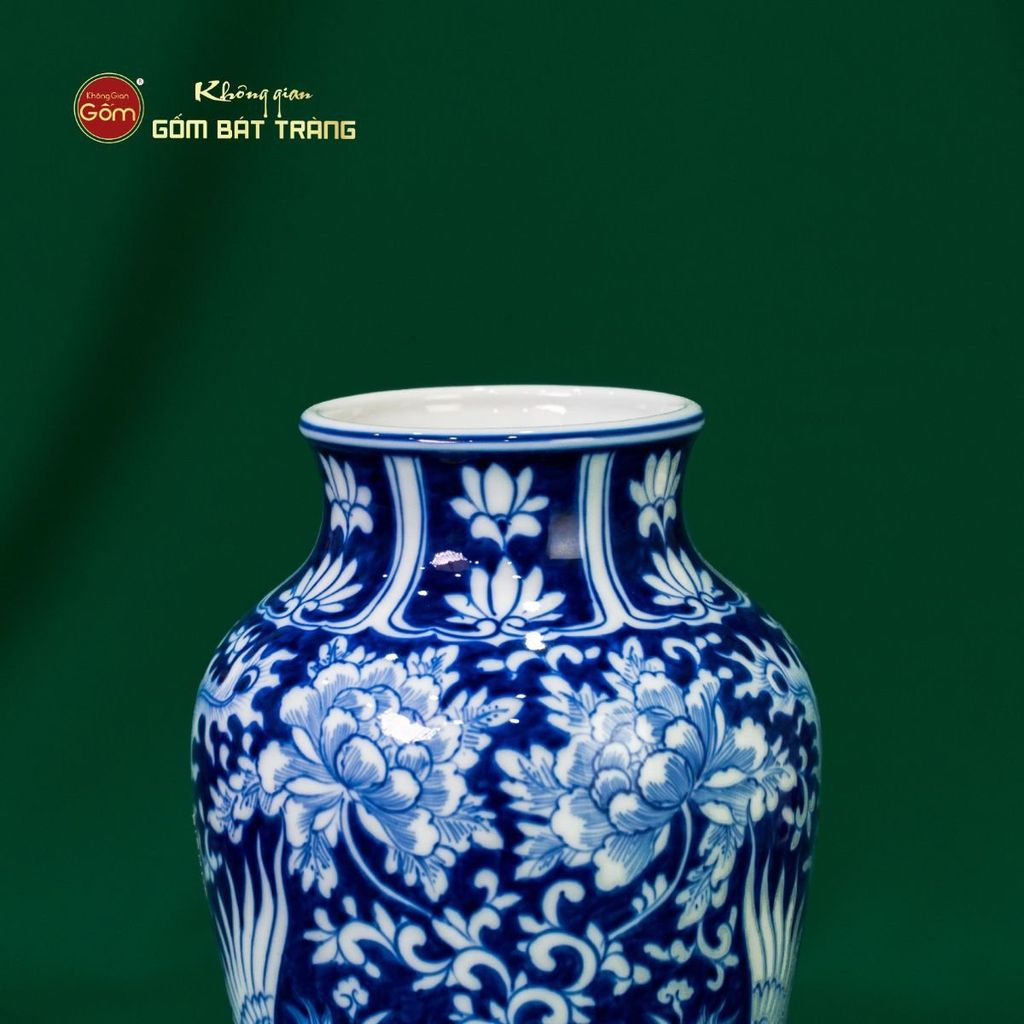 Bình Hoa Men Lam Song Phụng Ngàn Hoa Phú Quý 1