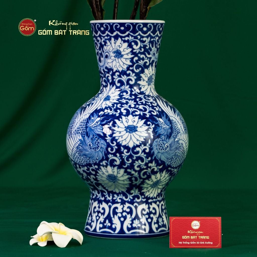 Bình Hoa Men Lam Song Phụng Ngàn Hoa Phú Quý 2