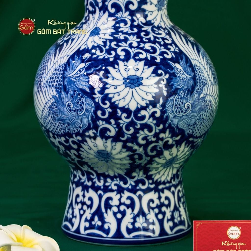 Bình Hoa Men Lam Song Phụng Ngàn Hoa Phú Quý 2