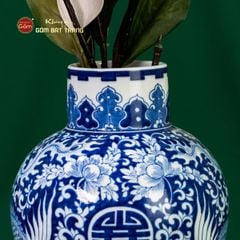 Bình Hoa Men Lam Song Phụng Ngàn Hoa Phú Quý