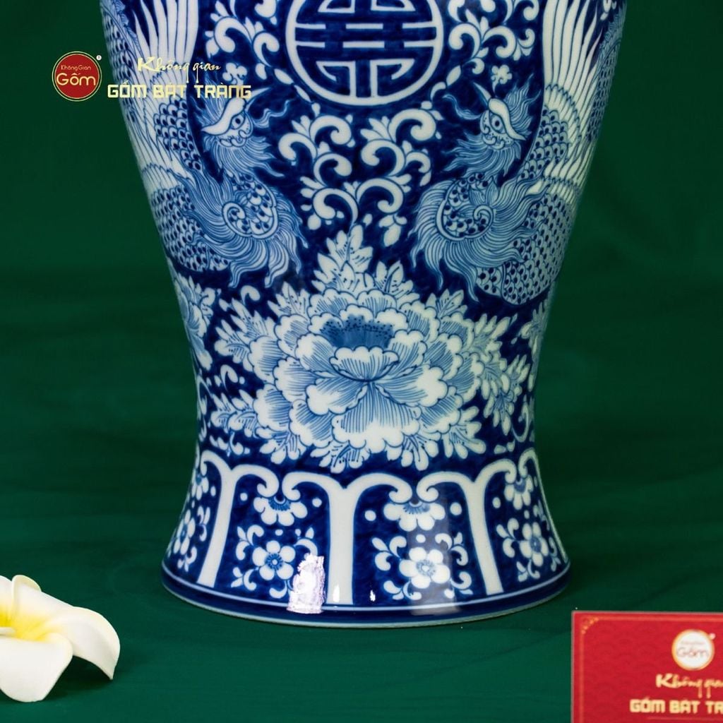 Bình Hoa Men Lam Song Phụng Ngàn Hoa Phú Quý