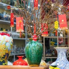 Bình Hoa Men Ngọc Bọc Đồng Họa Tiết Cô Gái