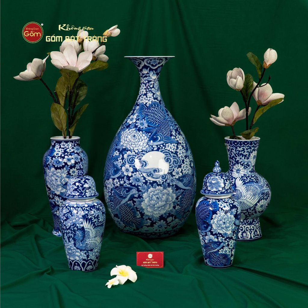 Tỳ Bà Cửu Ngư Chầu Nguyệt Lam Ngọc Bình An