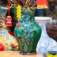 Bình Hoa Vuốt Tay Đắp Nổi Hoa