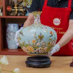 Bình Hút Lộc Ngàn Hoa Cổ Dài Vẽ Vàng