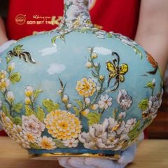 Bình Hút Lộc Ngàn Hoa Cổ Dài Vẽ Vàng