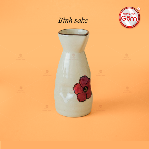 Bình Sake Hoa Sứ Đỏ