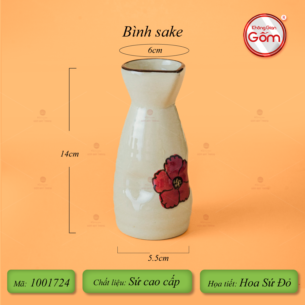 Bình Sake Hoa Sứ Đỏ