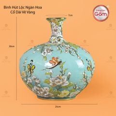 Bình Hút Lộc Ngàn Hoa Cổ Dài Vẽ Vàng