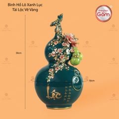 Bình Hồ Lô Xanh Lục Tài Lộc Vẽ Vàng