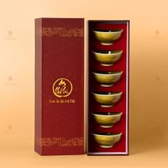 Bộ 6 Chén Trà Sứ Hoàng Thổ Kim Sa