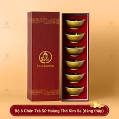 Bộ 6 Chén Trà Sứ Hoàng Thổ Kim Sa