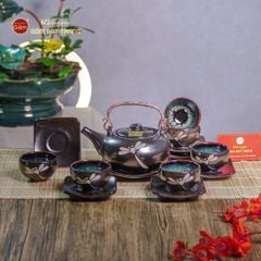 Bộ Ấm Chén Giang Tây Men Hỏa Biến Chuồn Chuồn