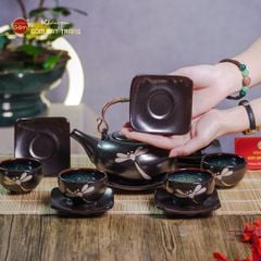 Bộ Ấm Chén Giang Tây Men Hỏa Biến Chuồn Chuồn