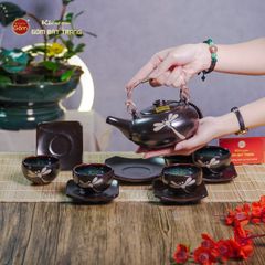 Bộ Ấm Chén Giang Tây Men Hỏa Biến Chuồn Chuồn