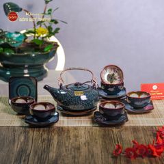 Bộ Ấm Chén Giang Tây Men Hỏa Biến Ghi Lòng Hoa
