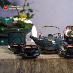 Bộ Ấm Chén Giang Tây Men Hỏa Biến Ghi Lòng Hoa