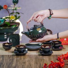 Bộ Ấm Chén Giang Tây Men Hỏa Biến Múi Ngọc Thỏ