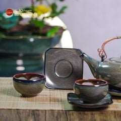 Bộ Ấm Chén Giang Tây Men Hỏa Biến Rêu Lòng Hoa