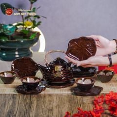 Bộ Ấm Chén Hỏa Biến Nâu Sen Cá