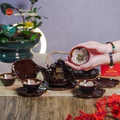 Bộ Ấm Chén Hỏa Biến Nâu Sen Cá