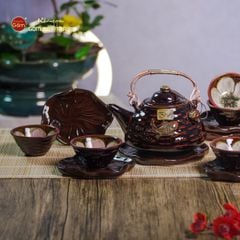Bộ Ấm Chén Hỏa Biến Nâu Sen Cá