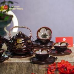 Bộ Ấm Chén Hỏa Biến Nâu Sen Cá