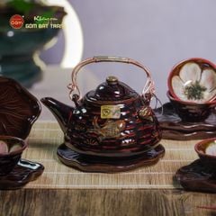 Bộ Ấm Chén Hỏa Biến Nâu Sen Cá