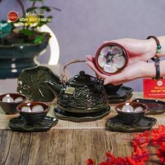 Bộ Ấm Chén Hỏa Biến Xanh Sen Cá