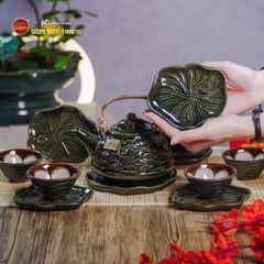 Bộ Ấm Chén Hỏa Biến Xanh Sen Cá