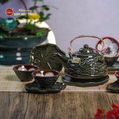 Bộ Ấm Chén Hỏa Biến Xanh Sen Cá