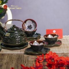Bộ Ấm Chén Hỏa Biến Xanh Sen Cá