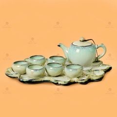 Bộ Ấm Trà Cao Men Hỏa Biến Khay Sen Dài