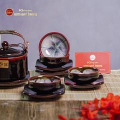 Bộ Ấm Chén Men Hỏa Biến Nâu Đen Ba Chân