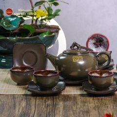 Bộ Ấm Chén Men Hỏa Biến Ngọc Quả Hồng
