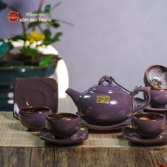 Bộ Ấm Chén Men Hỏa Biến Tím Mật Quả Hồng