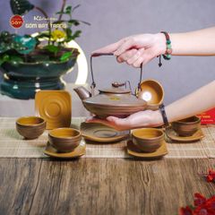 Bộ Ấm Chén Rêu Đá Dáng Đĩa Bay