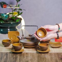 Bộ Ấm Chén Rêu Đá Dáng Đĩa Bay