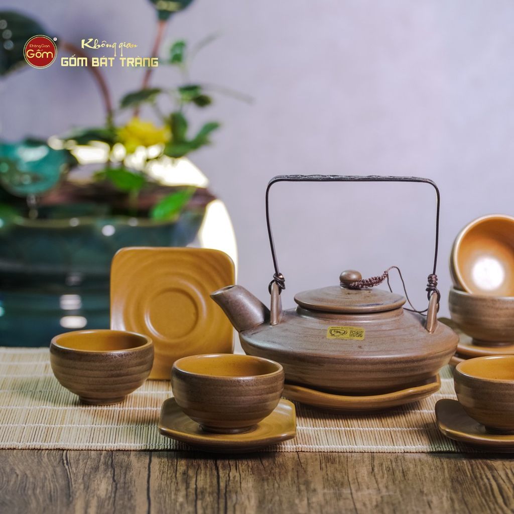 Bộ Ấm Chén Rêu Đá Dáng Đĩa Bay
