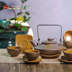 Bộ Ấm Chén Rêu Đá Dáng Đĩa Bay