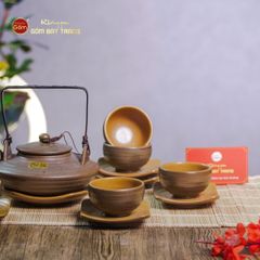 Bộ Ấm Chén Rêu Đá Dáng Đĩa Bay