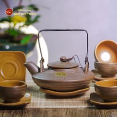 Bộ Ấm Chén Rêu Đá Dáng Đĩa Bay