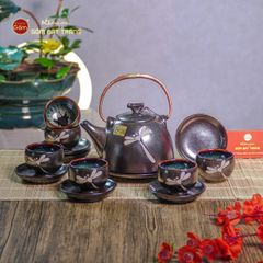 Bộ Ấm Chén Siêu Men Hỏa Biến Chuồn Chuồn