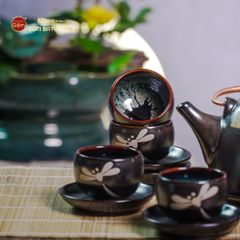 Bộ Ấm Chén Siêu Men Hỏa Biến Chuồn Chuồn