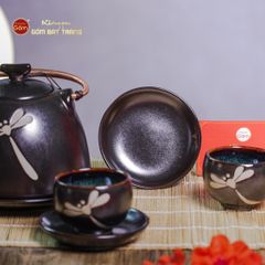 Bộ Ấm Chén Siêu Men Hỏa Biến Chuồn Chuồn