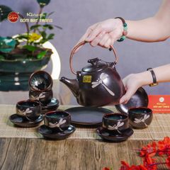 Bộ Ấm Chén Siêu Men Hỏa Biến Chuồn Chuồn