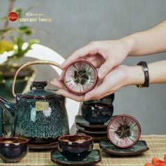 Bộ Ấm Chén Siêu Rêu Hỏa Biến Lòng Hoa