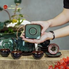 Bộ Ấm Chén Siêu Rêu Hỏa Biến Lòng Hoa