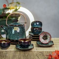 Bộ Ấm Chén Siêu Rêu Hỏa Biến Lòng Hoa