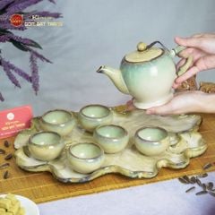 Bộ Ấm Trà Cao Men Hỏa Biến Khay Sen Dài
